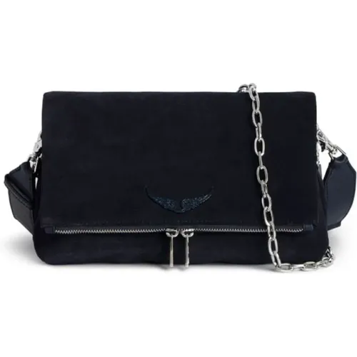 Marineblaue Wildleder Rocky Flügel Logo Tasche - Zadig & Voltaire - Modalova