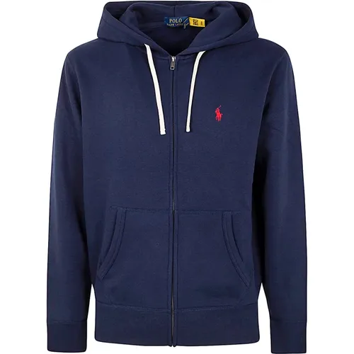 Navy Fleece Hooded Sweatshirt , male, Sizes: L - Ralph Lauren - Modalova