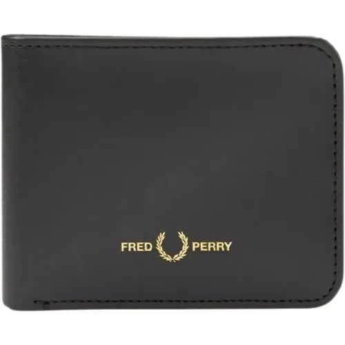 Stylish Tan Leather Billfold Wallet , male, Sizes: ONE SIZE - Fred Perry - Modalova
