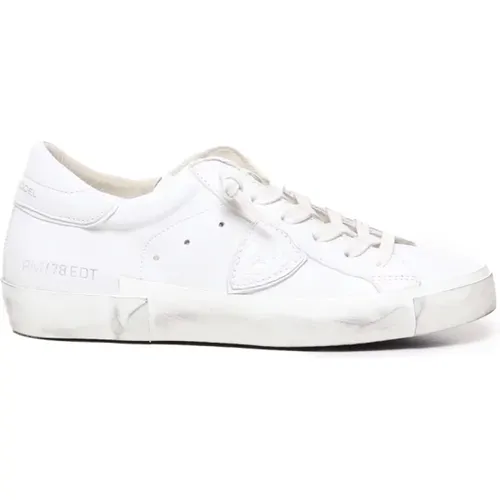 Weiße Sneakers mit Logo-Applikation , Damen, Größe: 37 EU - Philippe Model - Modalova