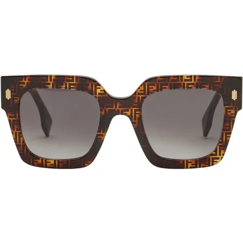 Quadratische Acetat-Sonnenbrille in Braun Tortoise , Damen, Größe: 50 MM - Fendi - Modalova