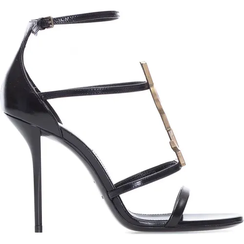 Schwarze Ledersandalen,Stilvolle High Heel Sandalen - Saint Laurent - Modalova