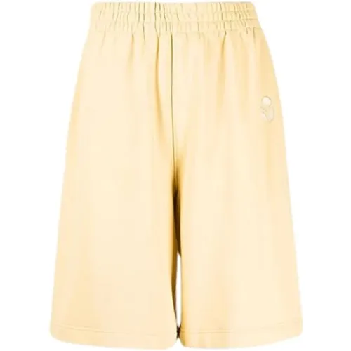 Kurze Baumwoll-Logo-bestickte Shorts mit geradem Schnitt und Taschen - Isabel marant - Modalova