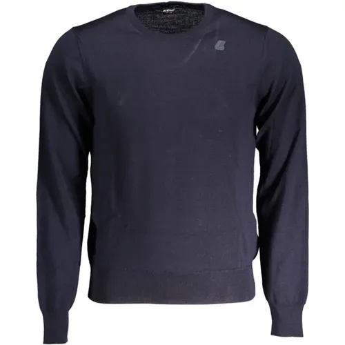 Blauer Wollpullover mit Applikation Logo , Herren, Größe: 2XL - K-way - Modalova