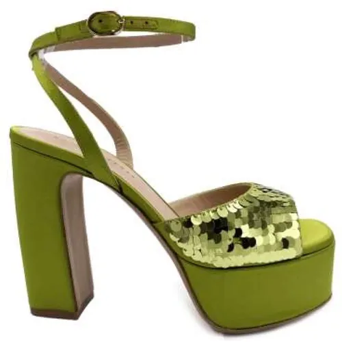 Pistachio Satin High Heel Sandals , female, Sizes: 5 UK, 6 UK, 3 UK - Roberto Festa - Modalova