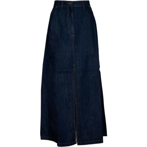 Vasco Denim Skirt with Central Slit , female, Sizes: L - Iblues - Modalova