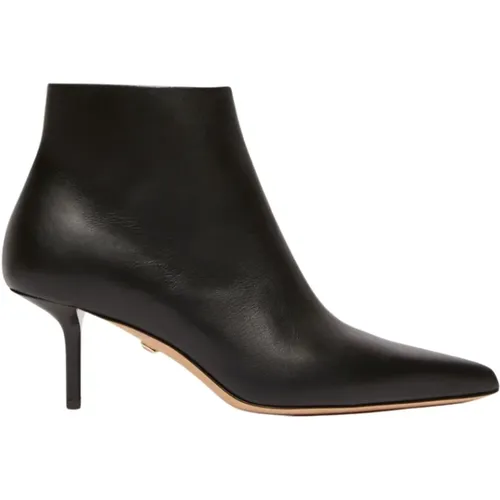 Schwarze Lederstiefel mit Bleistiftabsatz , Damen, Größe: 37 1/2 EU - Max Mara - Modalova