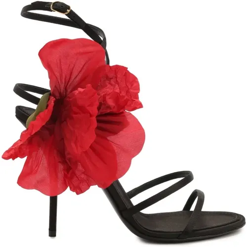 Keira Silk Satin Sandals , female, Sizes: 3 UK, 4 1/2 UK - Dolce & Gabbana - Modalova