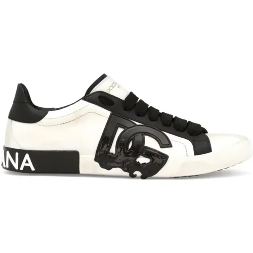 Vintage Weiße Leder Sneakers , Herren, Größe: 39 1/2 EU - Dolce & Gabbana - Modalova