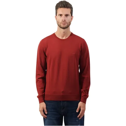 Roter Rundhalsausschnitt Wollpullover , Herren, Größe: L - Hugo Boss - Modalova