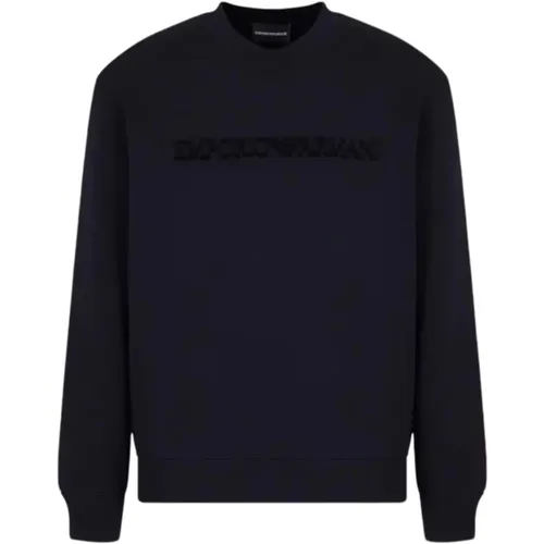 Navy Sweatshirt mit Ton-in-Ton-Logo - Emporio Armani - Modalova