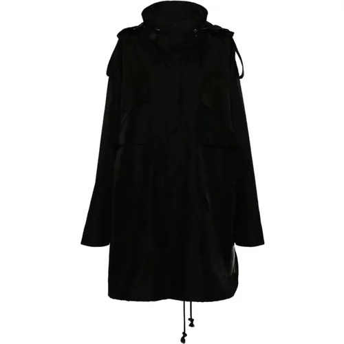 Parkas,Schwarzer Mantel mit Reißverschlusskragen und Vier Taschen - Maison Margiela - Modalova