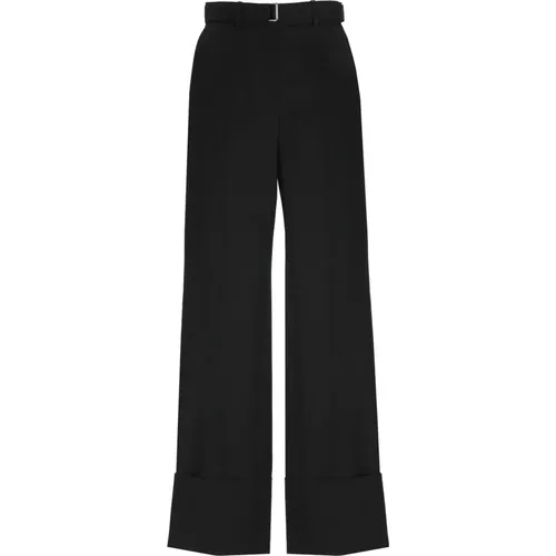 Schwarze Wollpalazzo-Hose mit Gürtel - Lanvin - Modalova