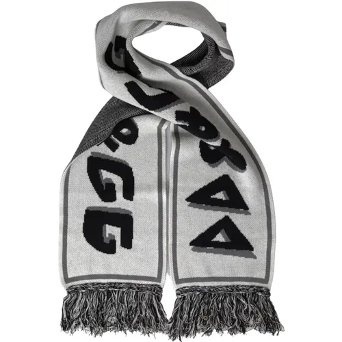 Knitted Cashmere Fringe Wrap Scarf , male, Sizes: ONE SIZE - Dolce & Gabbana - Modalova