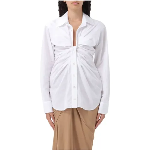Poplin Shirt with Front Knot Detail , female, Sizes: XS - Erika Cavallini - Modalova
