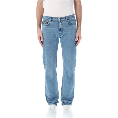 Hellblaue Slim-Fit Jeans , Herren, Größe: W33 - Versace - Modalova