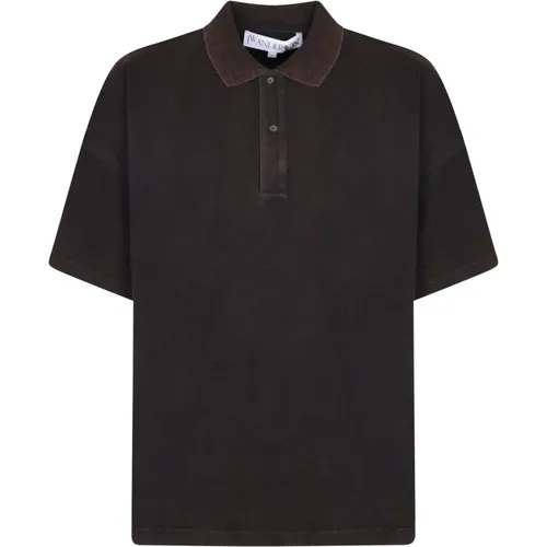 Oversize Baumwoll Polo Shirt mit Besticktem Logo - JW Anderson - Modalova