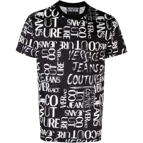 Cotton Doodle Logo T-Shirt - , male, Sizes: XL - Versace Jeans Couture - Modalova