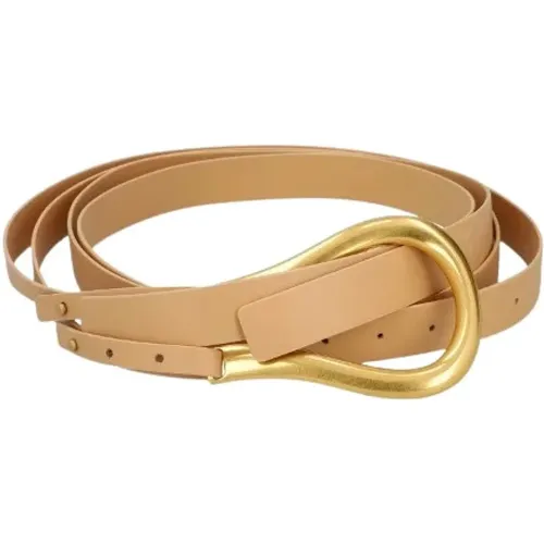 Vintage Leather Belt with Gold Buckle , female, Sizes: 5 UK - Bottega Veneta Vintage - Modalova