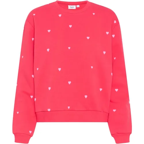 Dagnasz Sweatshirt Magenta Bonbon Harts , female, Sizes: XS, S, M, XL, 2XL, L - Saint Tropez - Modalova