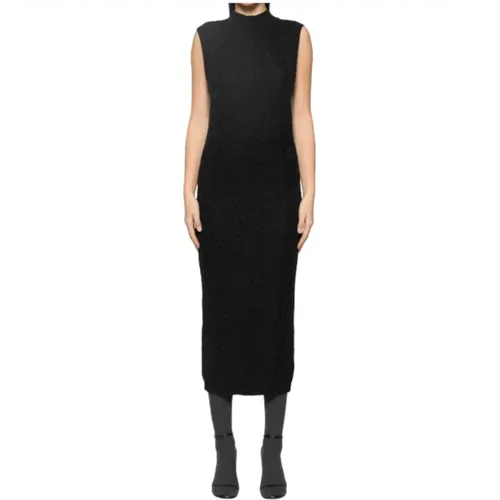 Schwarzes ärmelloses Slim-Fit-Kleid , Damen, Größe: M - Dondup - Modalova