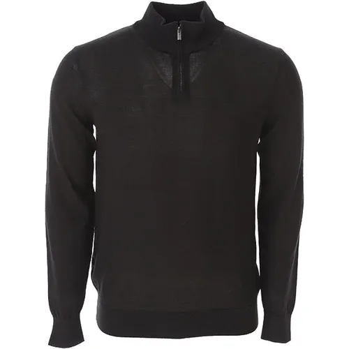 Navy Knitwear High Collar Zip , male, Sizes: XL, 3XL, 2XL, L, M - Emporio Armani - Modalova