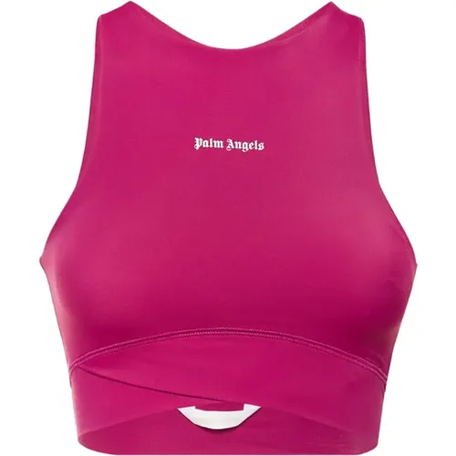Purple Sleeveless Logo Topwear Aw23 , female, Sizes: S - Palm Angels - Modalova