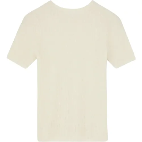 Cashmere Ivory Blouse Short Sleeve Round Neck , female, Sizes: M, XS, S, L - Mark Kenly Domino Tan - Modalova