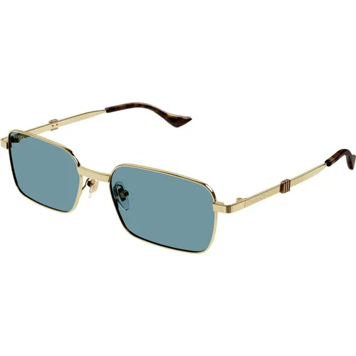 Gold/Grüne Sonnenbrille , Herren, Größe: 56 MM - Gucci - Modalova