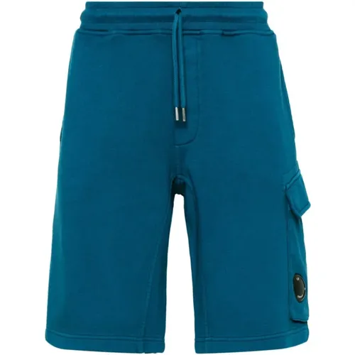 Blaue Diagonale Fleece-Cargoshorts,Shorts,Himmlisch Rosa Diagonale Fleece Cargo Shorts - C.P. Company - Modalova