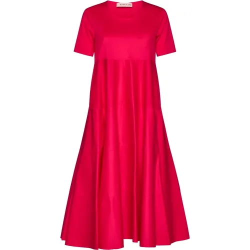 Rotes Midi-Kleid mit Taschen , Damen, Größe: S - Blanca Vita - Modalova