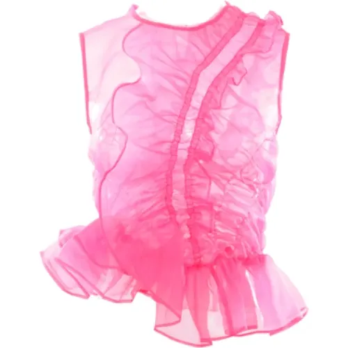Magenta Organza Ruched Cropped Top , female, Sizes: XS - Cecilie Bahnsen - Modalova