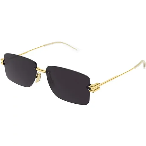 Gold/Dark Grey Sunglasses , male, Sizes: 58 MM - Bottega Veneta - Modalova