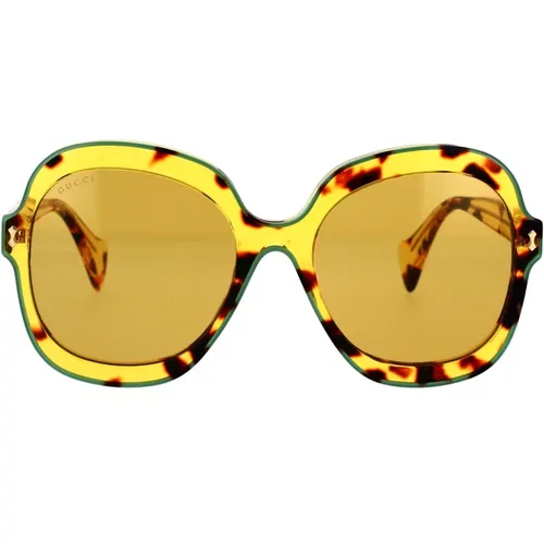 Geometric Oversize Sunglasses with Enamel Detail , female, Sizes: 57 MM - Gucci - Modalova