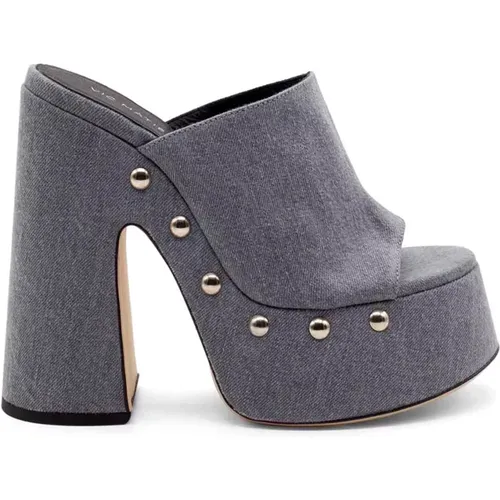 Grau-Gewaschene Denim Maxi Slipper , Damen, Größe: 36 EU - Vic Matié - Modalova