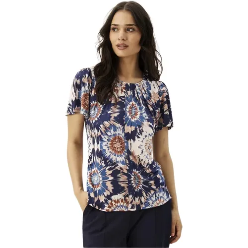 Blaue Bluse mit Papillon-Ärmeln , Damen, Größe: 2XL - IN FRONT - Modalova