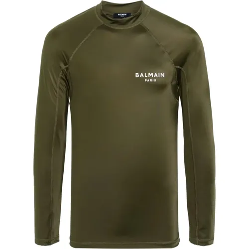 Raglan long sleeves t-shirt , male, Sizes: M, S, 2XL, XL, L - Balmain - Modalova
