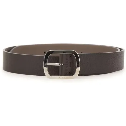 Men's Reversible Leather Belt, Silver Buckle , male, Sizes: 90 CM, 105 CM, 110 CM, 95 CM, 100 CM - Orciani - Modalova