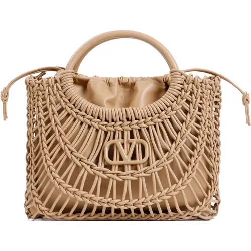 Cappuccino Brown Leather Shopper Bag , female, Sizes: ONE SIZE - Valentino Garavani - Modalova