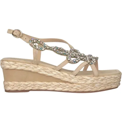 Keilsandalen mit Strass , Damen, Größe: 36 EU - Alma en Pena - Modalova