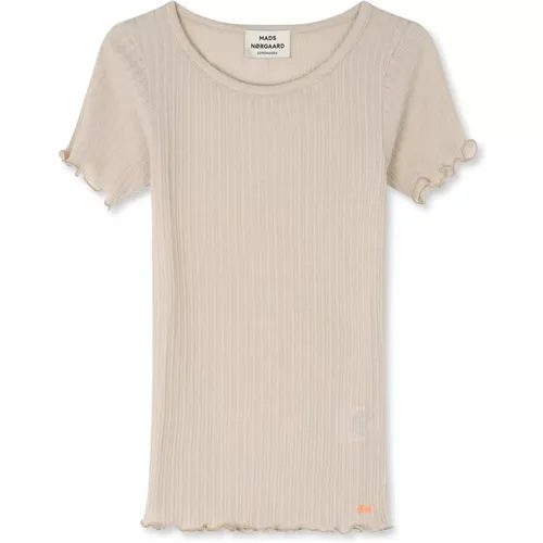 Krøllede Kanter T-Shirt Oatmeal Melange , female, Sizes: XL, 2XL - Mads Nørgaard - Modalova