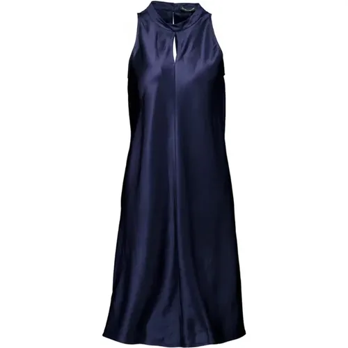 Elegantes Navy Halterneck Midi Kleid , Damen, Größe: M - LUISA CERANO - Modalova