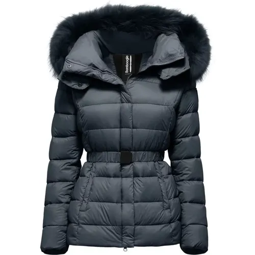 Short Down Jacket in Nylon with Fur Hood , female, Sizes: L, M, S, XL - BomBoogie - Modalova