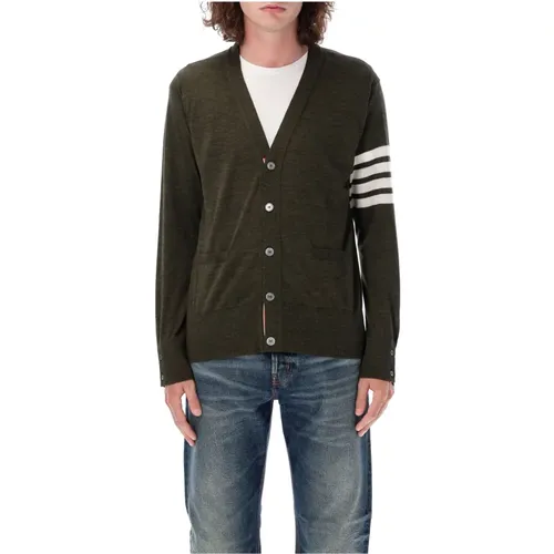 V-Neck Knit Cardigan , male, Sizes: M, L, XL - Thom Browne - Modalova