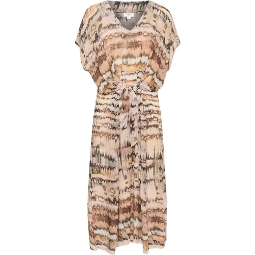 Long Dress Creme Tiedye Strokes , female, Sizes: M, XS, S, 2XL, XL, L - Saint Tropez - Modalova