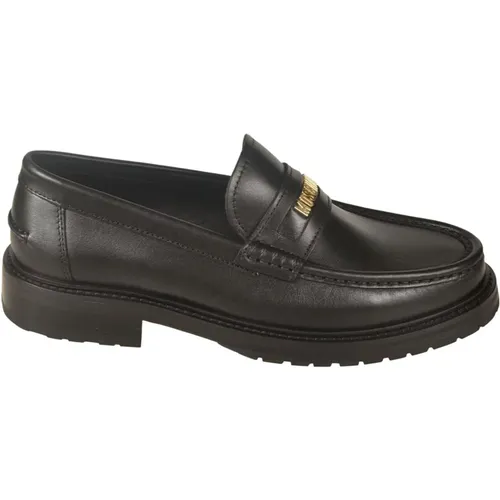 Schwarze flache Schuhe , Herren, Größe: 45 EU - Moschino - Modalova