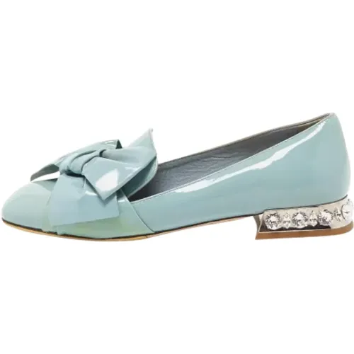 Pre-owned Leather flats , female, Sizes: 2 UK - Miu Miu Pre-owned - Modalova