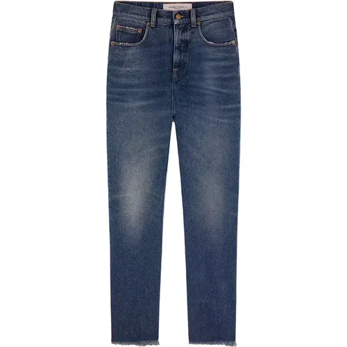 Blaue Flare Cropped Jeans Distressed , Damen, Größe: W28 - Golden Goose - Modalova