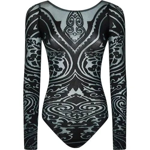 Graues Oberteil mit Paisley Tattoo Motiv , Damen, Größe: XS - Wolford - Modalova