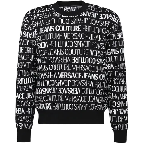 Schwarzer Sweater mit Logo-Schriftzug , Herren, Größe: S - Versace Jeans Couture - Modalova